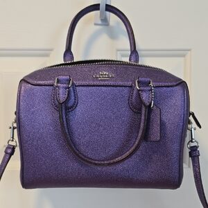Coach Bennett Satchel Crossbody Purse Metallic Purple